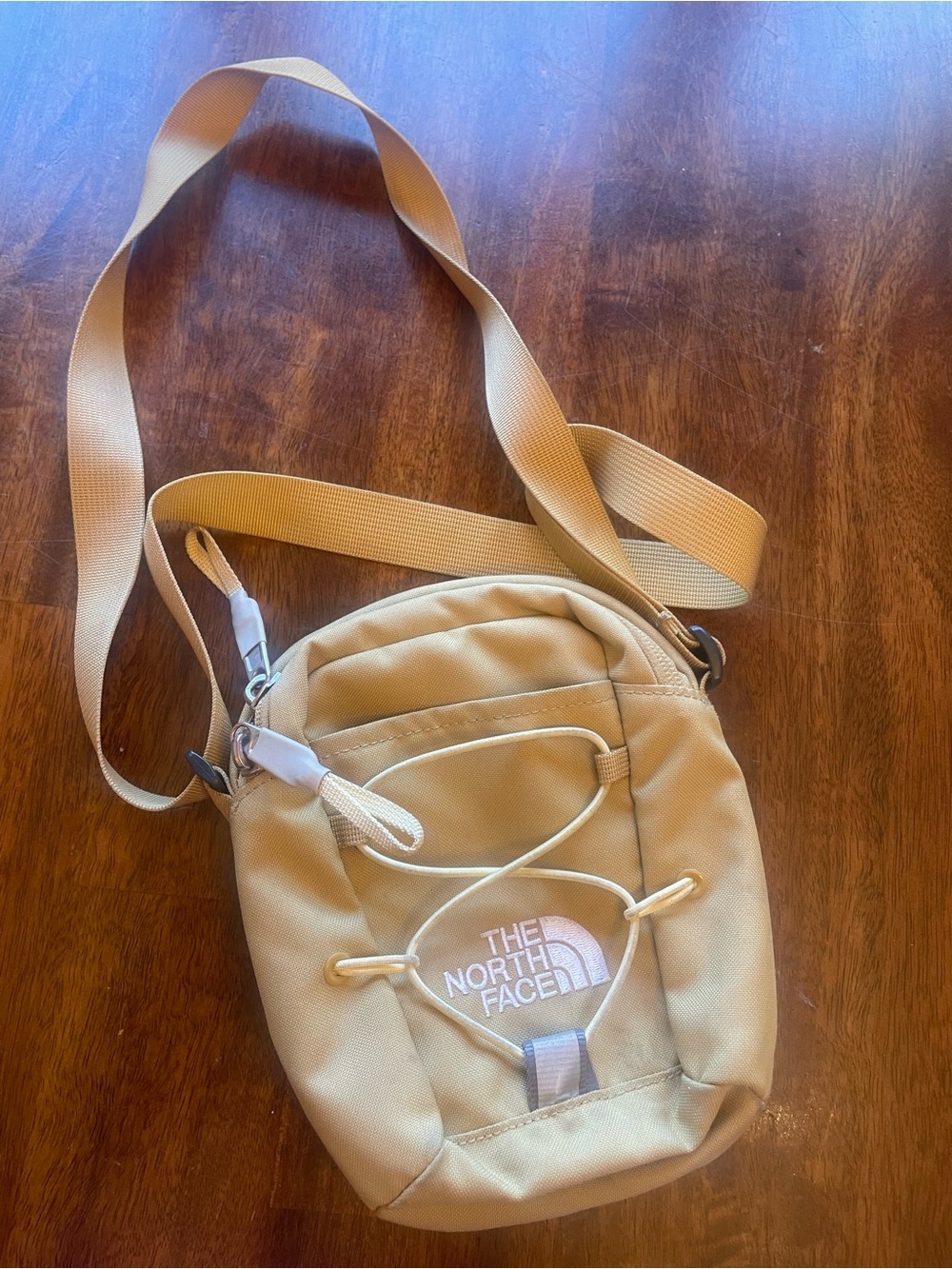 The North Face Jester Crossbody Bag Khaki Bungee Sling Purse OS *Stains